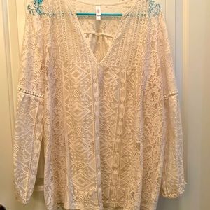 Aztec Lace Long Sleeve Blouse